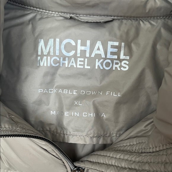 Michael Kors Packable Down Fill Taupe Brown Tan Long Jacket Coat XL - Picture 2 of 9